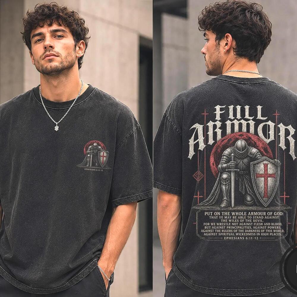 Full Armor Of God Ephesians 6 Bible Verse Christian Retro Warrior T Shirt